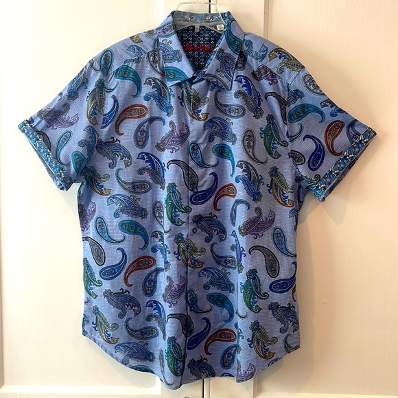 NWOT ROBERT GRAHAM ‘NOTRE DAME’ PAISLEY PRINT SHORT-SLEEVE CLASSIC FIT SHIRT … - Picture 9 of 13